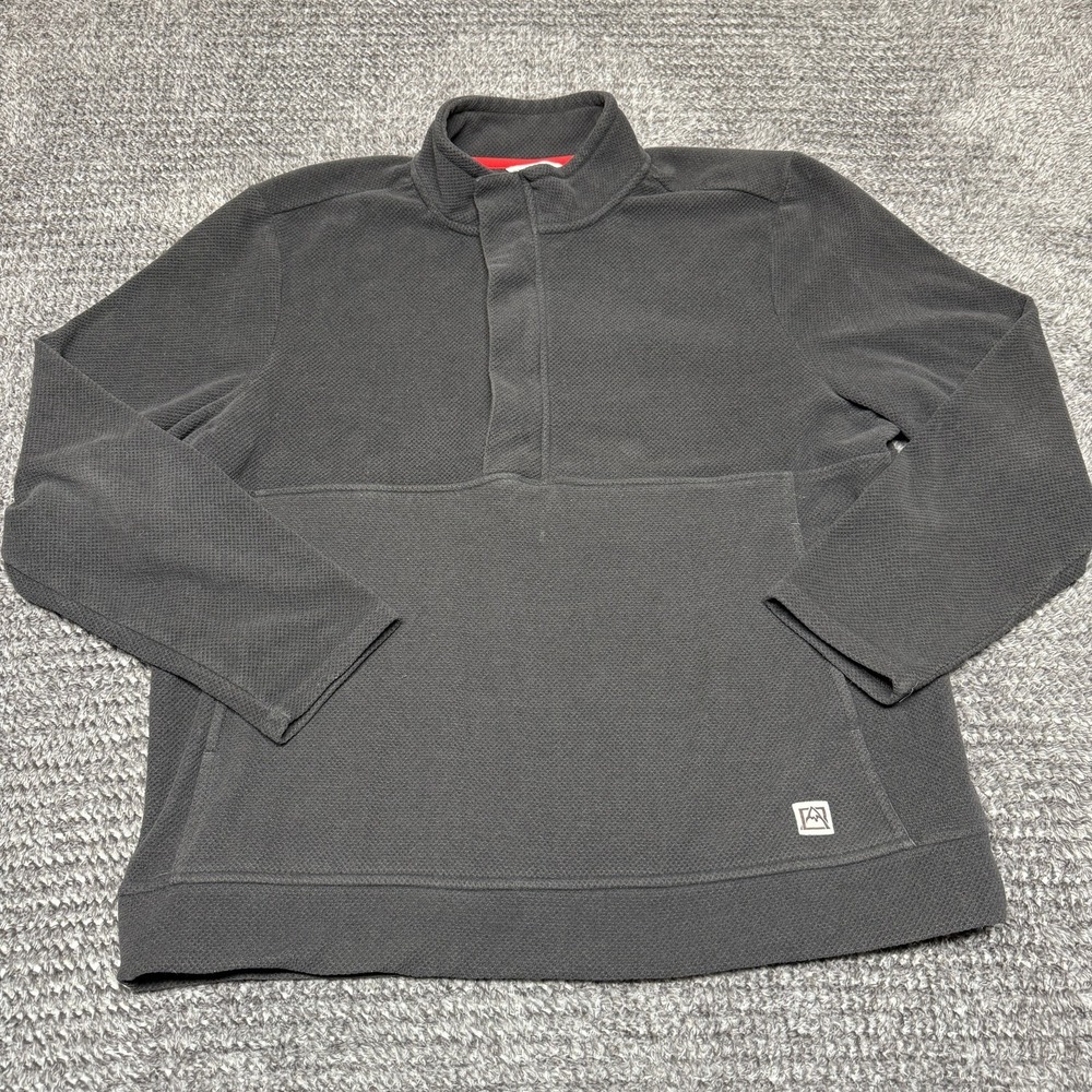 Avalanche‎ Mens Quarter Zip Pullover L Gray Outdoor Snap Placket Waffle Knit